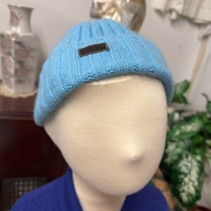Coach Light Blue Kids Beanie Cashmere & Lambswool Blend